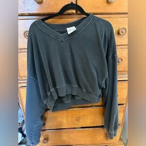Aerie Charcoal V-Neck Sweatshirt